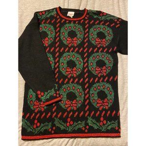 Ugly Christmas Wreath Sweater Sz M Vintage